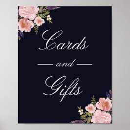 Pink Navy Peonies Cards und Geschenke Hochzeitspos Poster