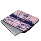 Pink Navy Welpe Patchwork Madras N Monogram Laptopschutzhülle (Vorne Knopf)