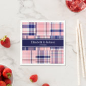 Pink Navy Welpe Patchwork Madras N Monogram Serviette (Beispiel)