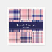 Pink Navy Welpe Patchwork Madras N Monogram Serviette (Vorderseite)