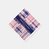 Pink Navy Welpe Patchwork Madras N Monogram Serviette (Ecke)
