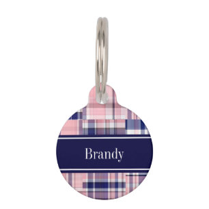 Pink Navy Welpe Patchwork Madras N Monogram Tiernamensmarke