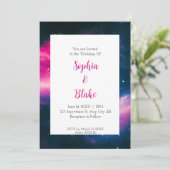 Pink Nebula Traumhochzeit Einladung (Stehend Vorderseite)