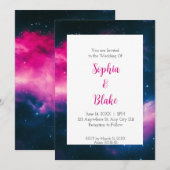 Pink Nebula Traumhochzeit Einladung (Vorne/Hinten)