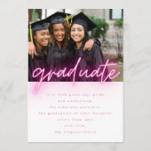 Pink Neon Abschluss Foto individuell einstellbar Ankündigung (Rückseite)