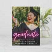 Pink Neon Abschluss Foto individuell einstellbar Ankündigung (Stehend Vorderseite)