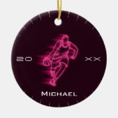 Pink Neon Basketball Player Ghost Silhouette Name Keramik Ornament (Vorne)