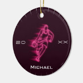 Pink Neon Basketball Player Ghost Silhouette Name Keramik Ornament (Links)