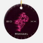 Pink Neon Basketball Player Ghost Silhouette Name Keramik Ornament (Hinten)