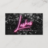 Pink Neon & Black Glitzer Lash Extensions Salon Visitenkarte (Vorderseite)