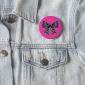 Pink Neon Bow Tartan Ribbon Scottish Cute Button (Beispiel)