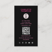 Pink Neon Business Logo Friseur Friseur Friseur St Visitenkarte (Rückseite)