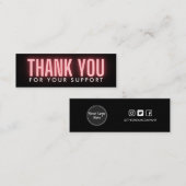 Pink Neon Danke für die moderne Medienbeilage Mini Visitenkarte (Vorne/Hinten)