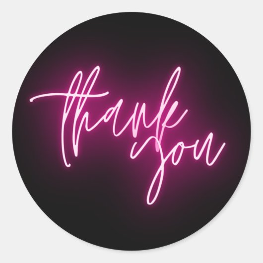 Pink Neon Danke, Trendy Runder Aufkleber (Vorderseite)
