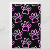Pink Neon Dog Paw Print Briefpapier (Vorne/Hinten)