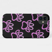 Pink Neon Dog Paw Print Case-Mate iPhone Hülle (Rückseite (Horizontal))