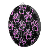 Pink Neon Dog Paw Print Dartscheibe (Vorderseite rechts)