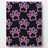 Pink Neon Dog Paw Print Fotoplatte (Vorderseite)