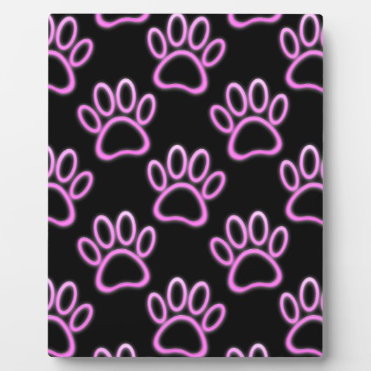 Pink Neon Dog Paw Print Fotoplatte (Vorderseite)