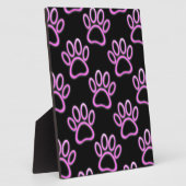Pink Neon Dog Paw Print Fotoplatte (Seite)