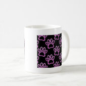 Pink Neon Dog Paw Print Kaffeetasse (VorderseiteRechts)