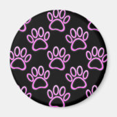 Pink Neon Dog Paw Print Magnet (Vorne)