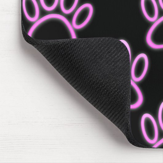 Pink Neon Dog Paw Print Mousepad (Ecke)