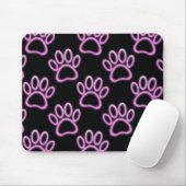 Pink Neon Dog Paw Print Mousepad (Mit Mouse)