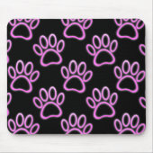 Pink Neon Dog Paw Print Mousepad (Vorne)
