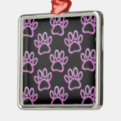 Pink Neon Dog Paw Print Ornament Aus Metall (Links)