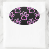 Pink Neon Dog Paw Print Ovaler Aufkleber (Tasche)