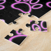Pink Neon Dog Paw Print Puzzle (Seite)