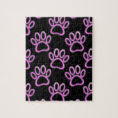 Pink Neon Dog Paw Print Puzzle (Vertikal)