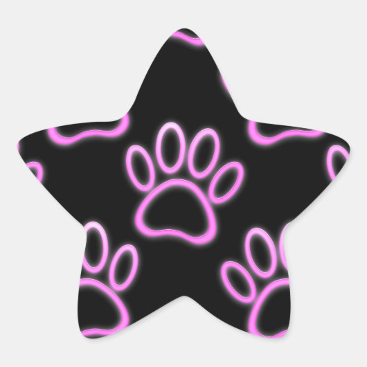Pink Neon Dog Paw Print Stern-Aufkleber (Vorderseite)