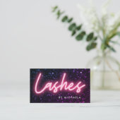 Pink Neon & Glitzer Lash Extensions Visitenkarte (Stehend Vorderseite)