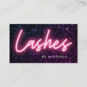 Pink Neon & Glitzer Lash Extensions Visitenkarte (Vorderseite)