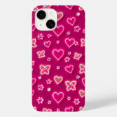 Pink Neon Hearts and Stars iPhone Case (Rückseite)