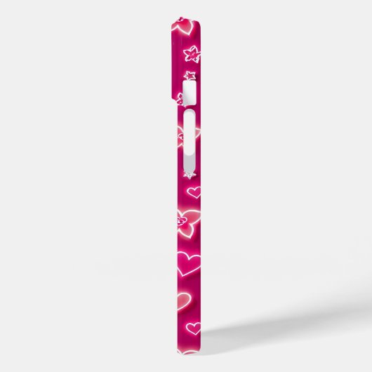 Pink Neon Hearts and Stars iPhone Case (Rückseite / Links)