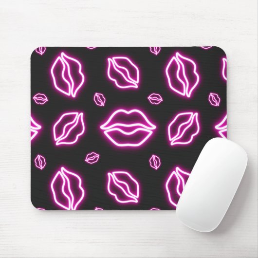 Pink Neon Kiss Mousepad (Mit Mouse)
