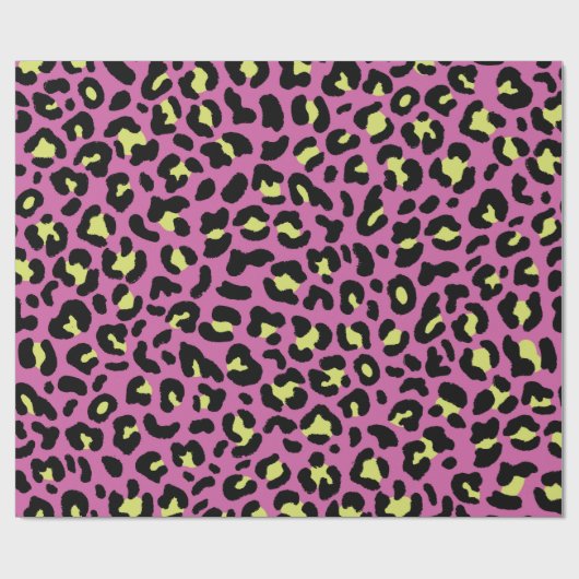 Pink Neon Leopard Papier Geschenkpapier (Flach)