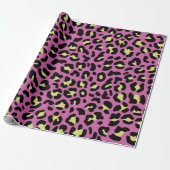 Pink Neon Leopard Papier Geschenkpapier (Ungerollt)