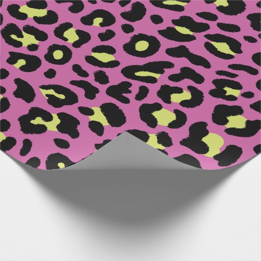 Pink Neon Leopard Papier Geschenkpapier (Ecke)