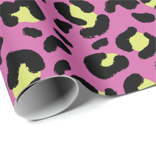Pink Neon Leopard Papier Geschenkpapier (Rolleneckpunkt)