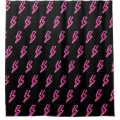 Pink Neon Lightning Bolt Muster Duschvorhang (Vorderseite)