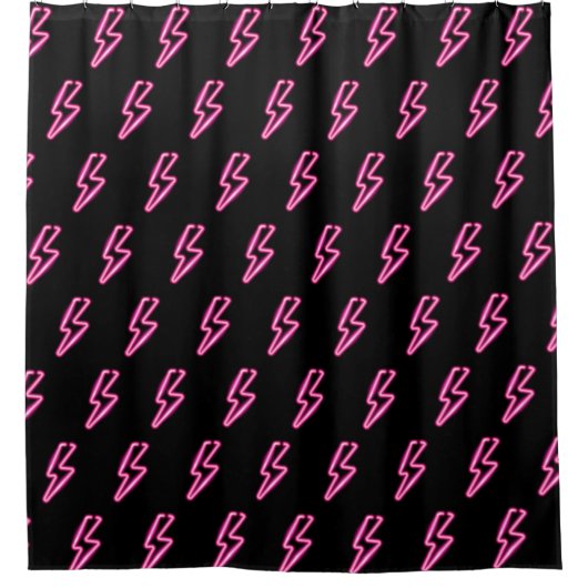 Pink Neon Lightning Bolt Muster Duschvorhang (Vorderseite)