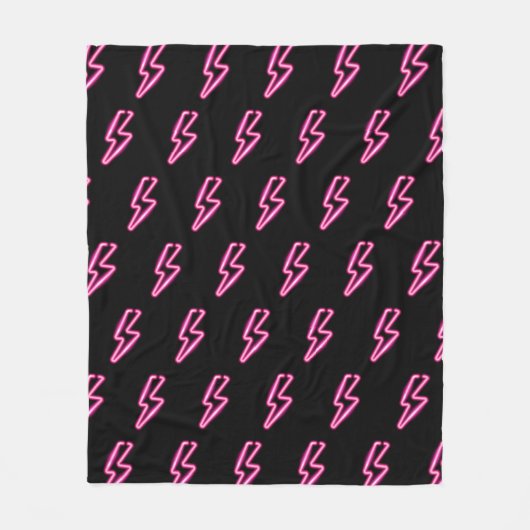 Pink Neon Lightning Bolt Muster Fleecedecke (Vorderseite)