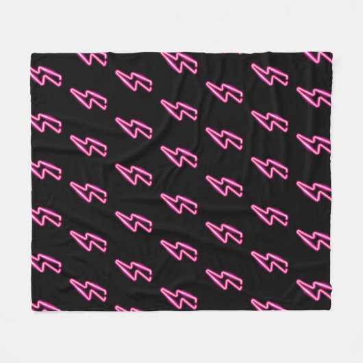 Pink Neon Lightning Bolt Muster Fleecedecke (Vorderseite (Horizontal))