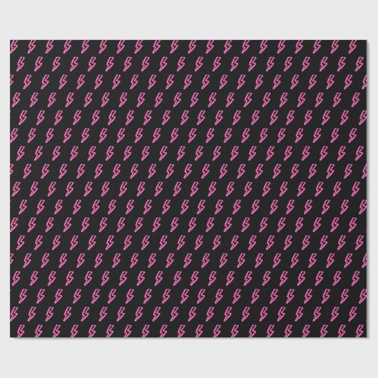 Pink Neon Lightning Bolt Muster Geschenkpapier (Flach)
