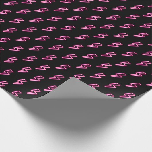 Pink Neon Lightning Bolt Muster Geschenkpapier (Ecke)