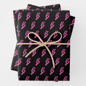 Pink Neon Lightning Bolt Muster Geschenkpapier Set (Beispiel)